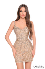 Amarra 88008 Short Fitted Sequin Bodycon Cocktail Dress