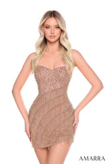 Amarra 88010 Short Sequin Homecoming Fitted Cocktail Dress