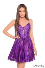 Amarra 88059 Homecoming Short Metallic A Line Cocktail Dress