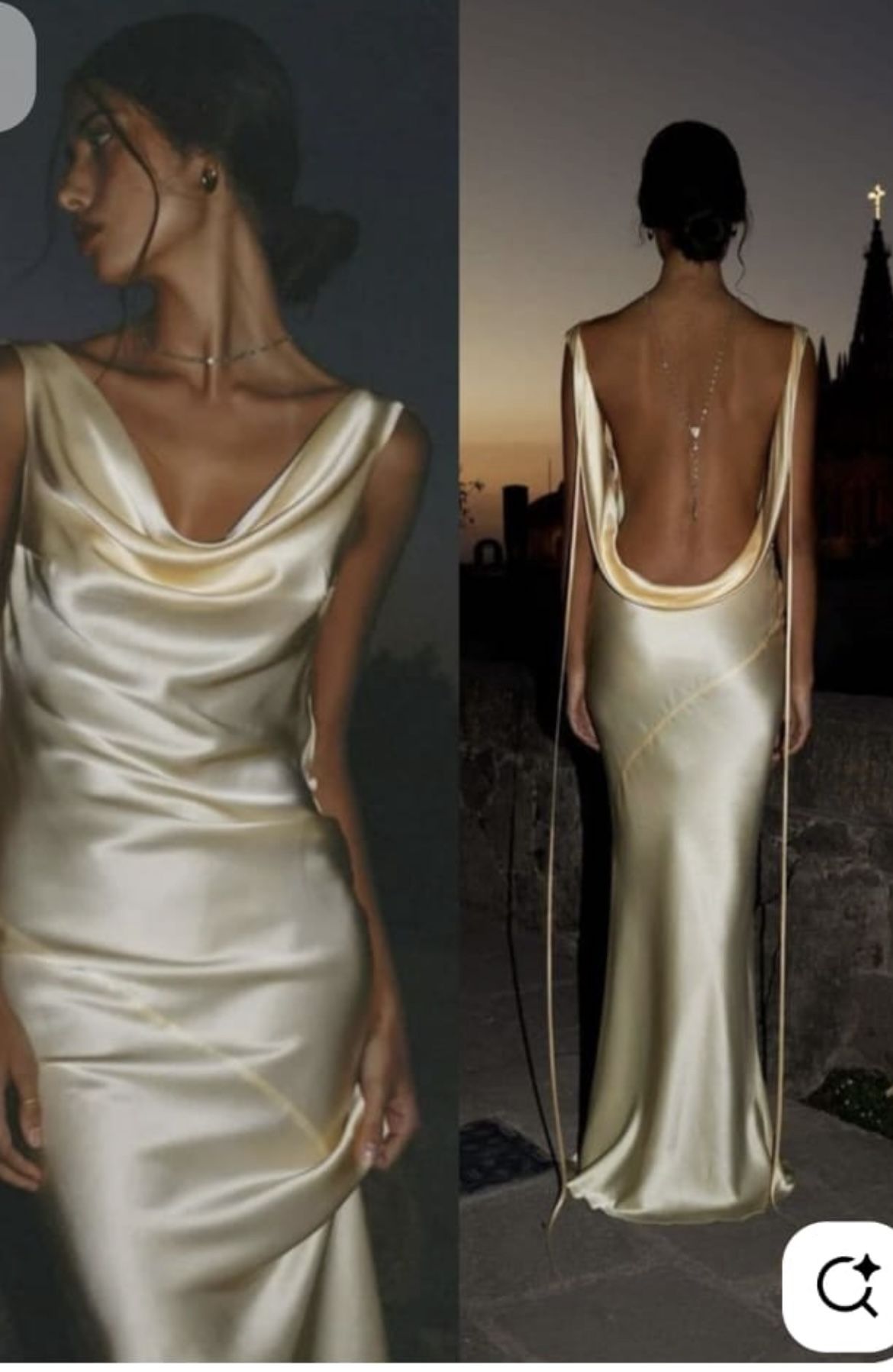 Sexy Backless Satin Sheath Cowl Neck Prom Dress Long Evening Dress AB1916
