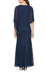 SL Fashions 9213121 Petite Long Lace Dress