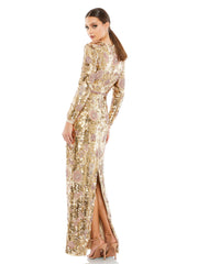 Long Sleeve Sequins Gown Formal Prom Mac Duggal 93615