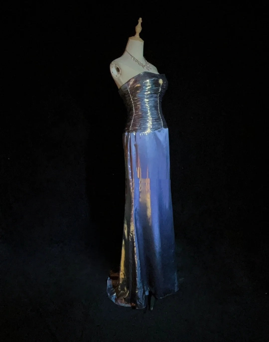 Vintage Prom Aesthetic Dresses A line Navy Blue With Beading Long Formal Dress N3025