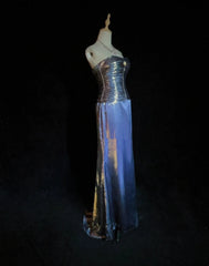 Vintage Prom Aesthetic Dresses A line Navy Blue With Beading Long Formal Dress N3025