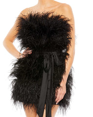 Short Feather Mini Dress Cocktail Mac Duggal A11436