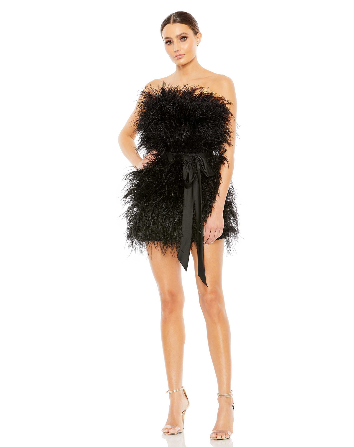 Short Feather Mini Dress Cocktail Mac Duggal A11436