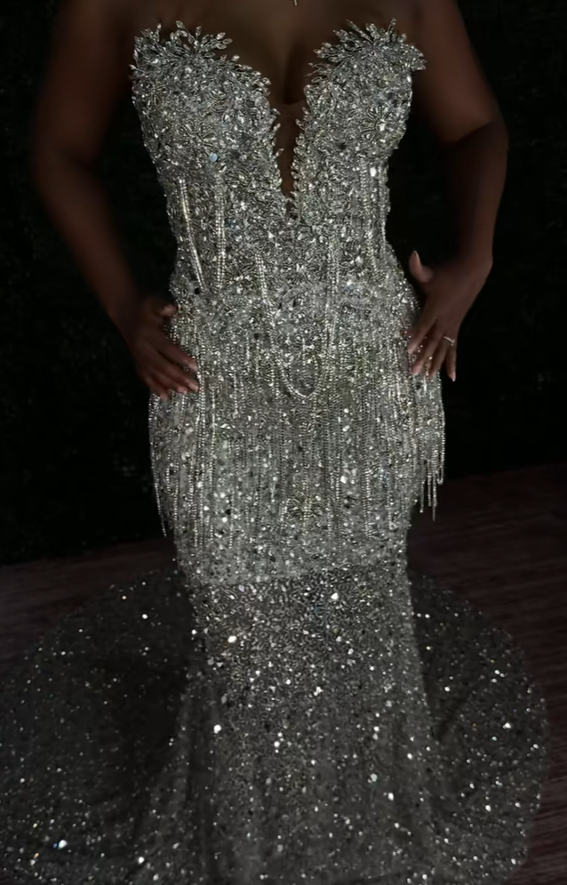 Classy Mermaid Sweetheart Silver Gray Sequins Prom Dresses Party Dress Long Evening Dresses AB2167