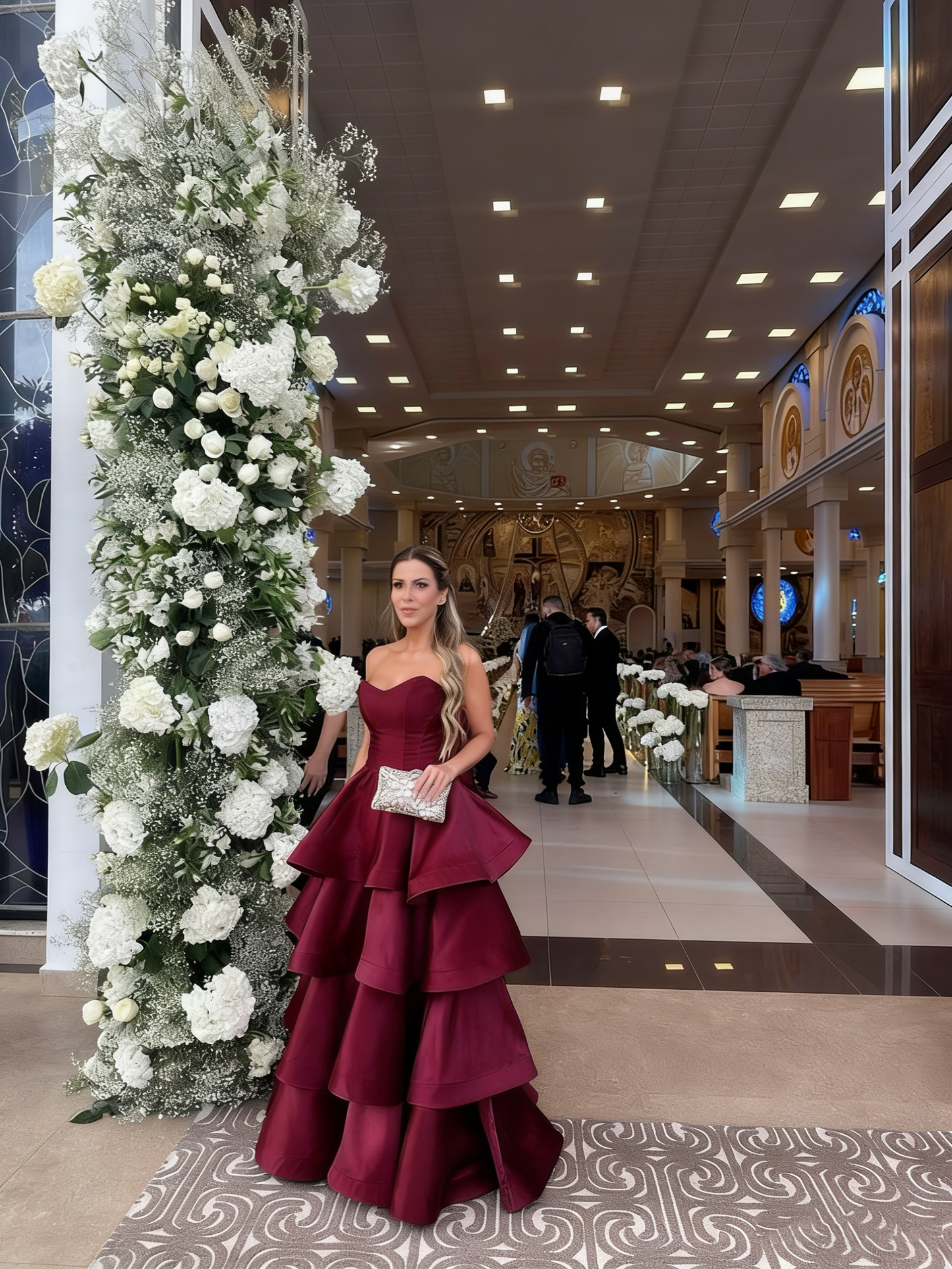 Elegant Ball Gown Sweetheart Satin Layered Long Formal Prom Evening Dresses Dinner Outfits Party Gowns AB2192