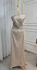 Modest Senior Prom Dresses High Schools Inspiration Mermaid Strapless Sequins Semi Formal Grad Long Prom Dress For Teens AB2193