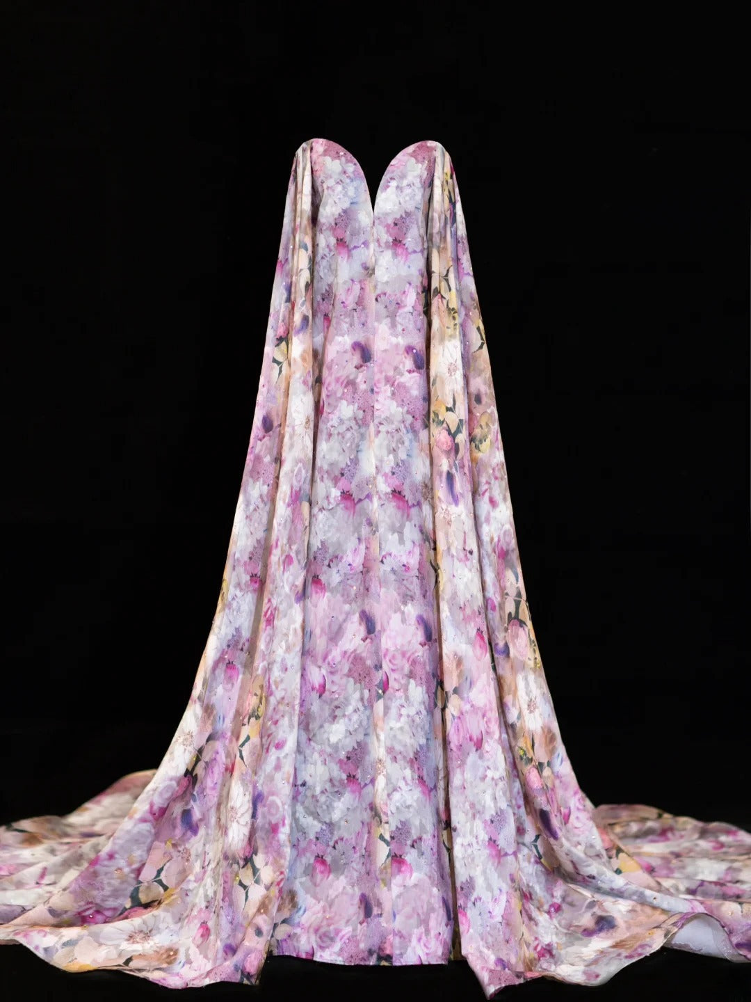 Floral Prom Dress Aesthetic A line Sweetheart With Cape Chiffon Style Impress Long Prom Dresses Party Formal Gowns SA007