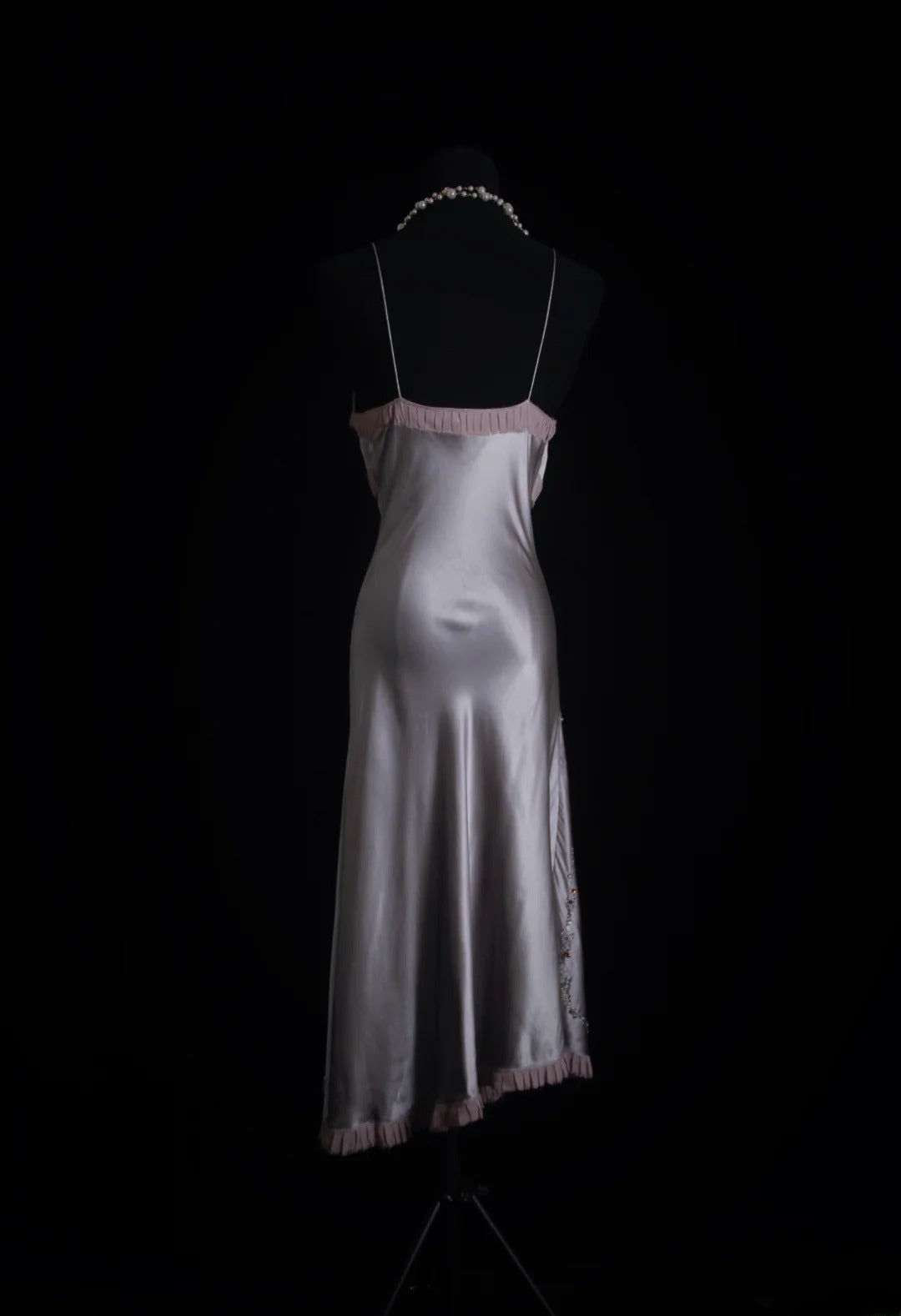 Vintage Prom Dresses 90s Formal Mermaid Spaghetti Strap Silver Gray Mid Length Party Gowns Prom Dresses AS015