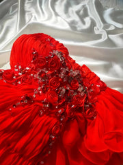Classic A Line Sweetheart Red Chiffon Sleeveless Long Prom Dresses High School Senior Graduation Dance Evening Outfits AS020