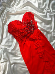 Classic A Line Sweetheart Red Chiffon Sleeveless Long Prom Dresses High School Senior Graduation Dance Evening Outfits AS020