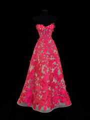 Ball Gowns Prom Dress Aesthetic Sweetheart Hot Pink Lace Style Impress Long Prom Dresses Party Formal Gowns SA026