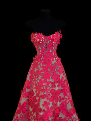 Ball Gowns Prom Dress Aesthetic Sweetheart Hot Pink Lace Style Impress Long Prom Dresses Party Formal Gowns SA026