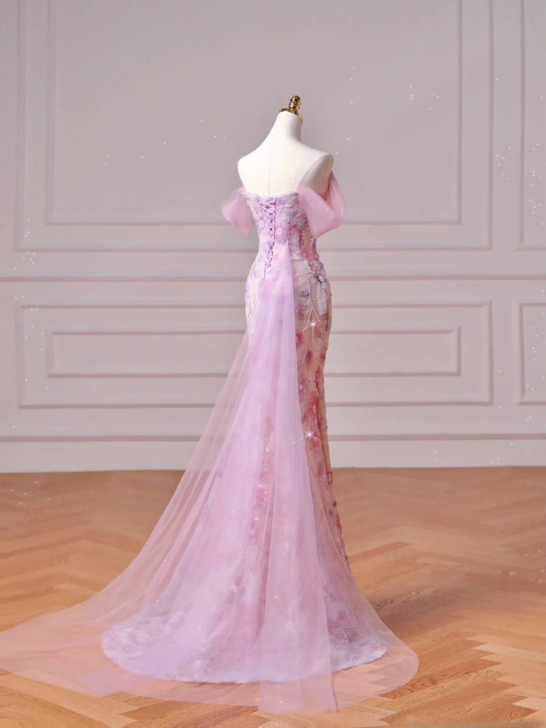 Modest Prom Dresses Aesthetic Mermaid Sweetheart Pink Floral Corset Fitted Impress Long Party Formal Gown For Teens High Schools Girls AQ027