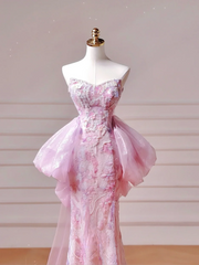 Modest Prom Dresses Aesthetic Mermaid Sweetheart Pink Floral Corset Fitted Impress Long Party Formal Gown For Teens High Schools Girls AQ027
