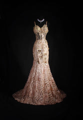 Spaghetti Straps Mermaid Pink Long Prom Dresses With Beads Women Sleeveless Party Dress AS033