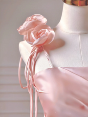 Modest Prom Dresses Aesthetic A Line One Shoulder Pink Satin Impress Long Party Formal Gown For Teens High Schools Girls AQ040