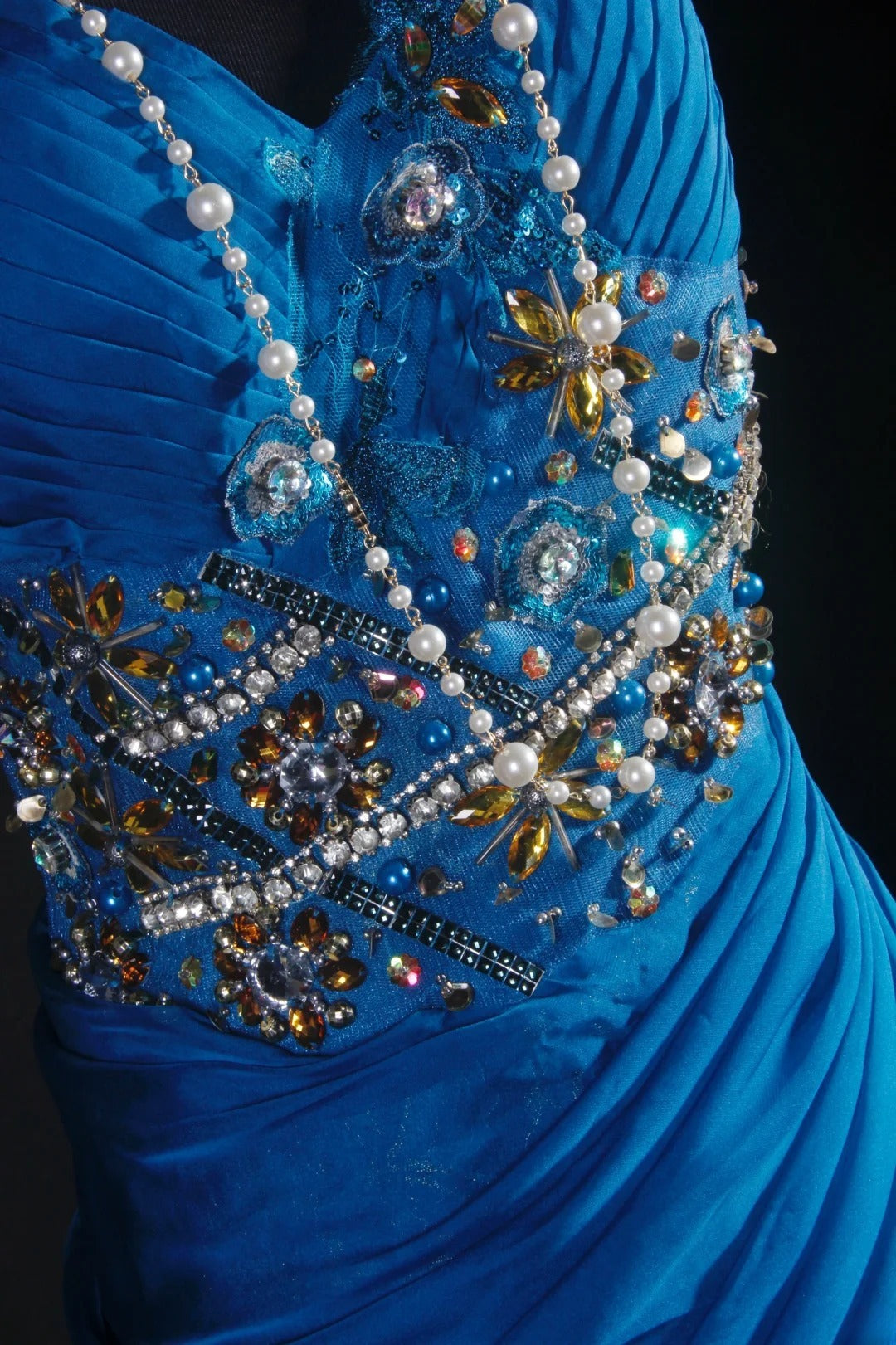 Vintage Prom Dresses 90s Formal Mermaid V Neck Royal Blue Chiffon With Beadings Lace Long Party Gowns Prom Dresses AS042
