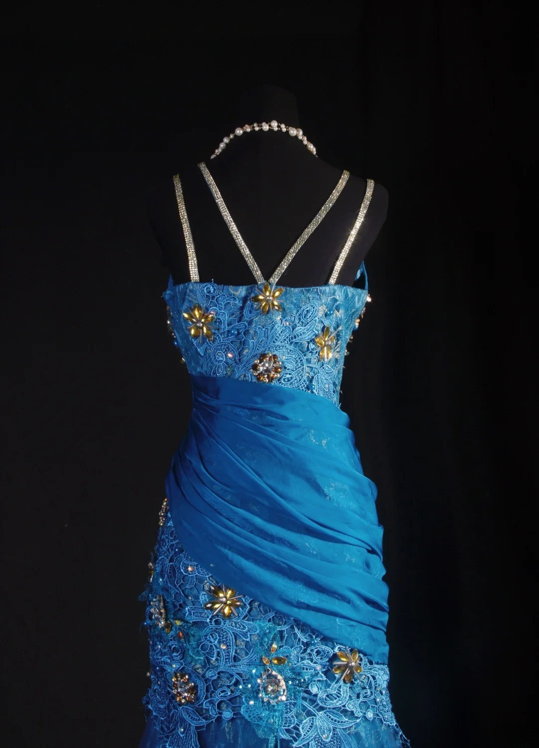 Vintage Prom Dresses 90s Formal Mermaid V Neck Royal Blue Chiffon With Beadings Lace Long Party Gowns Prom Dresses AS042