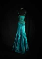Vintage Prom Dresses 90s Formal Mermaid V Neck Silk Satin With Beadings Long Party Gowns Prom Dresses AS045