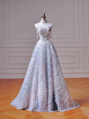 Sparkly Prom Dresses Aesthetic Ball Gown Sweetheart Light Sky Blue With Beads Inspo Impress Long Party Formal Gown For Teenagers High Schools AQ049