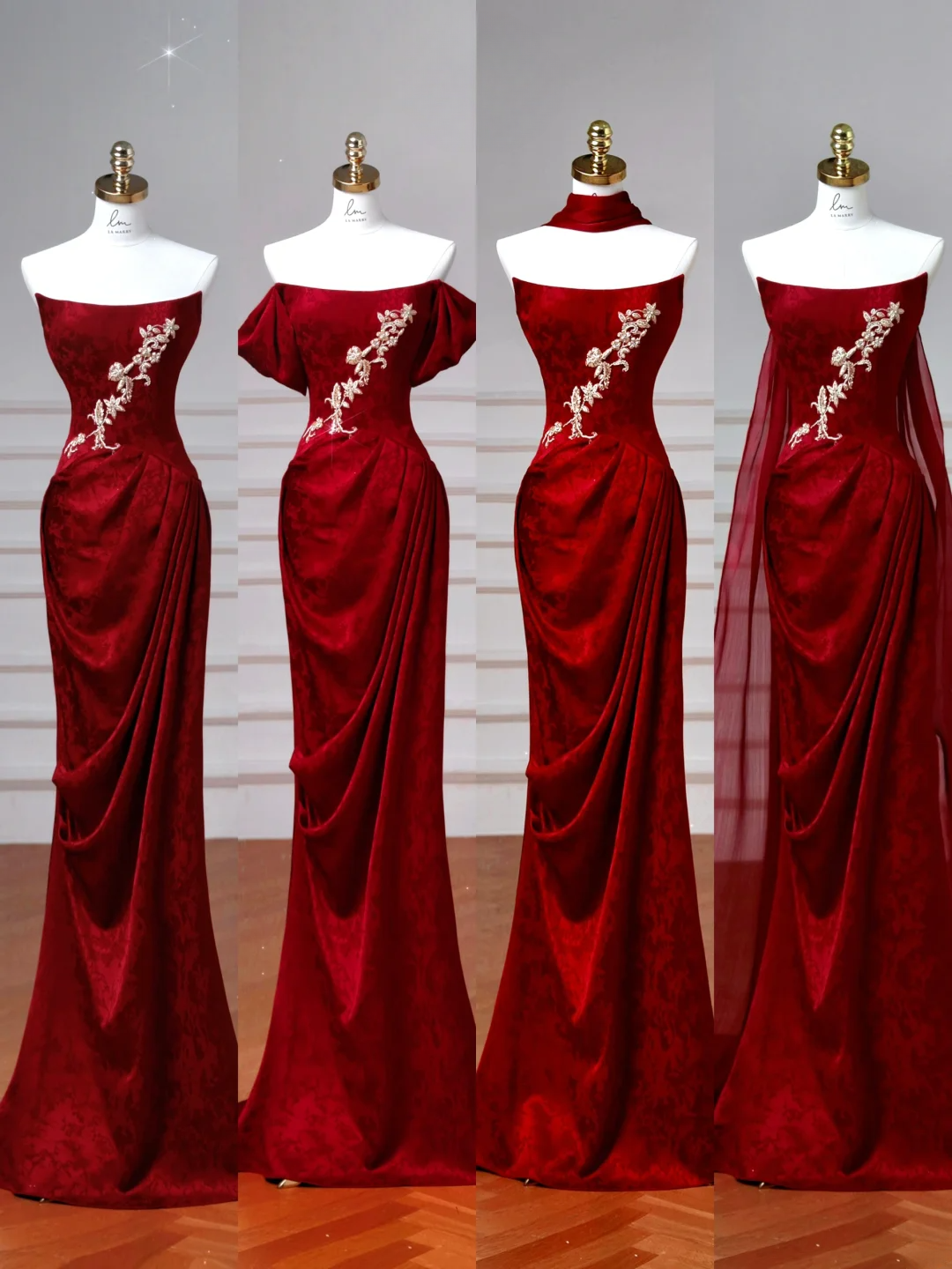 Sexy Senior Prom Dresses High Schools Inspiration Mermaid Strapless Burgundy Satin Semi Formal Grad Long Prom Dresses AQ057