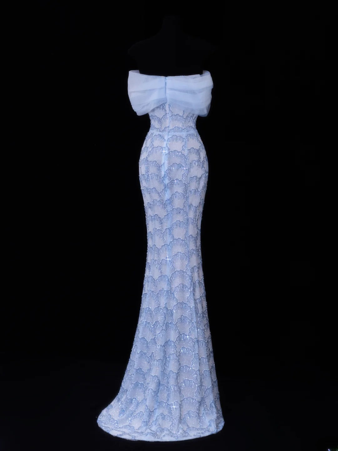 Modest Prom Dress Aesthetic Mermaid Off The Shoulder Blue Tulle Style Impress With Sleeves Long Party Formal Gown SA068