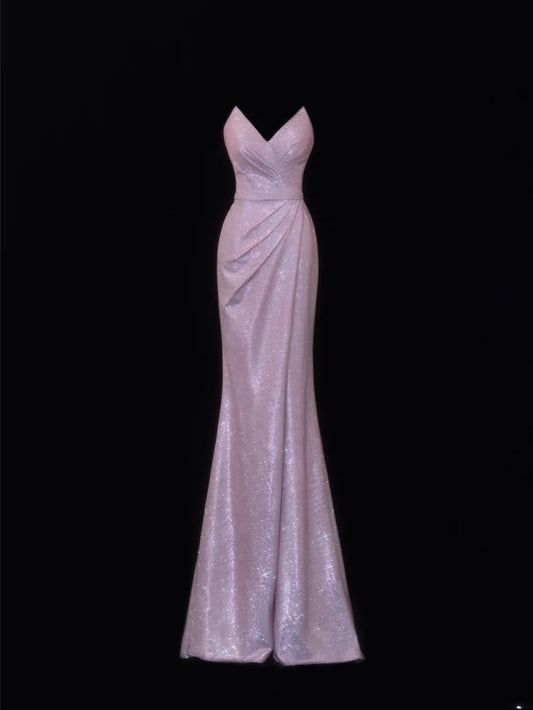 Modest Prom Dress Aesthetic Mermaid Sweetheart Lilac Sequin Style Impress With Pleated Long Party Formal Gown SA074
