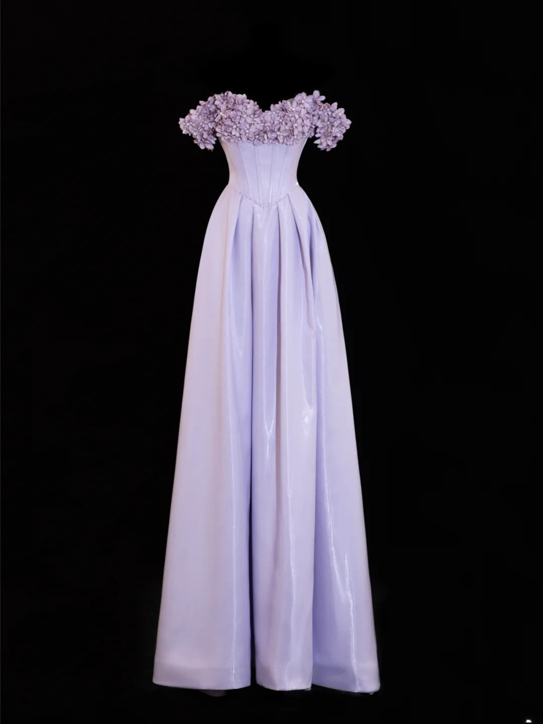 Modest Prom Dresses Aesthetic A Line Off The Shoulder Lilac Inspiration Flowers Style Impress With Sleeves Long Party Formal Gown SA089