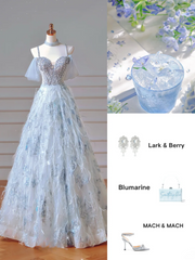 Elegant Ball Gown Off The Shoulder Light Sky Blue Tulle Long Formal Prom Evening Dress Dinner Outfits Party Gowns AQ092