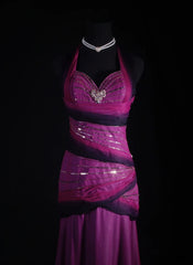 Vintage 50s 1950s Formal Mermaid Halter Ombre Purple Chiffon Pleated With Beads Sleeveless Long Prom Dresses Party Formal Gowns AS123