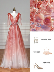 Elegant A Line V Neck Tulle Long Formal Prom Dresses Dance Night Outfits Evening Party Gowns AB2206
