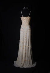 Vintage Prom Dresses Inspiration A Line Spaghetti Straps White Semi Formal 90s Prom Dresses With Beads For Teens High Schools AS170