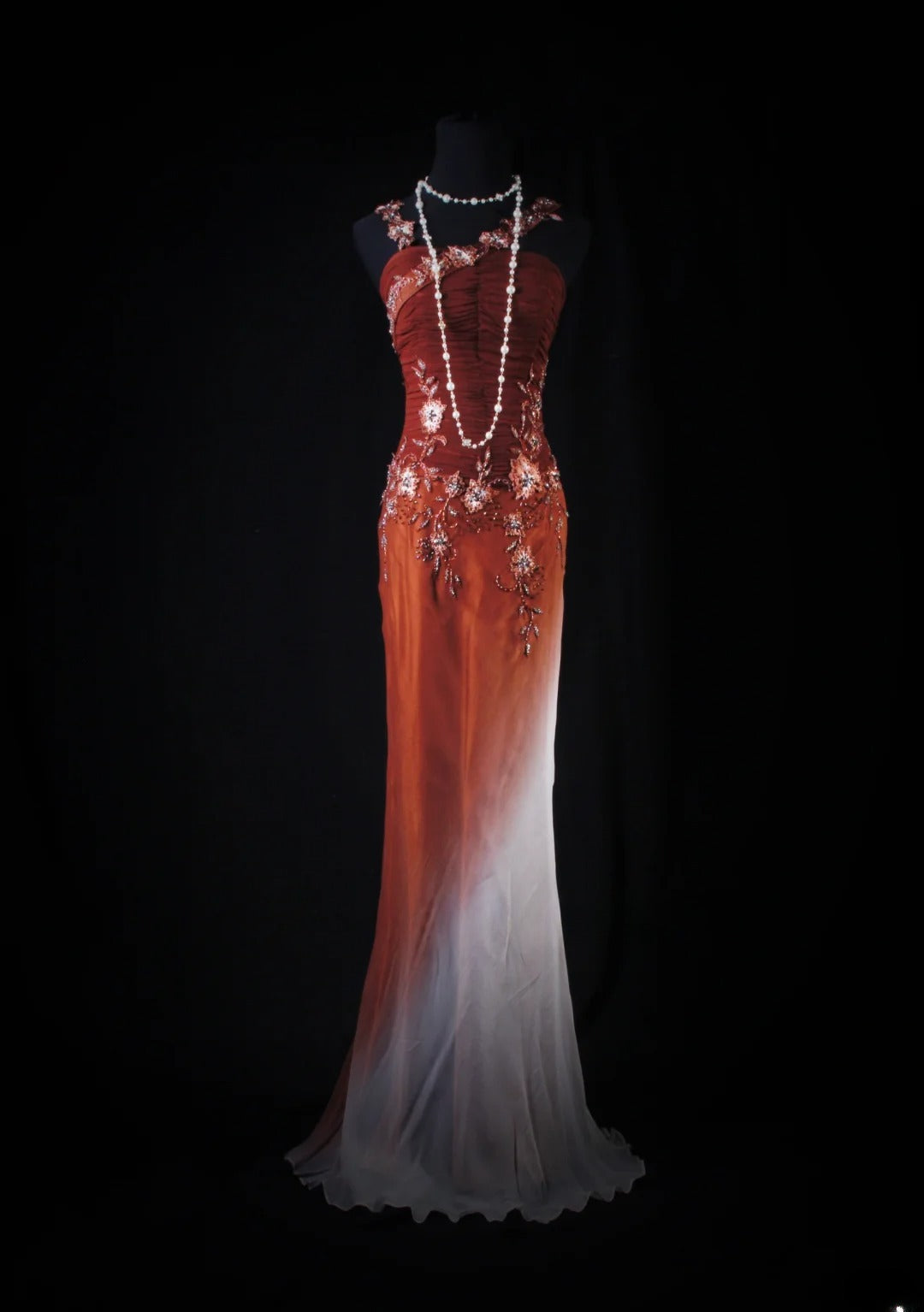 Chic Mermaid Spaghetti Straps Burguny Chiffon With Beads Appliques Long Formal Fancy Prom Dresses Night Outfits Party Gowns For Teens AB2187