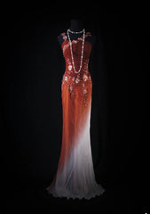 Chic Mermaid Spaghetti Straps Burguny Chiffon With Beads Appliques Long Formal Fancy Prom Dresses Night Outfits Party Gowns For Teens AB2187