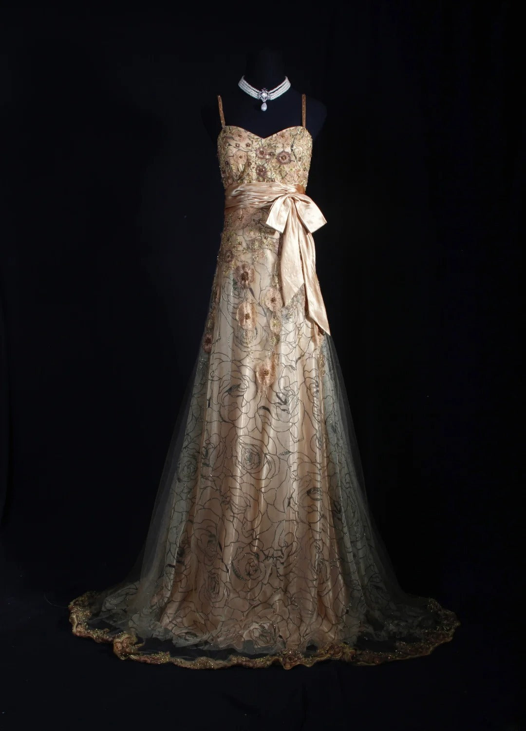 Vintage A line Spaghetti Straps Champagne Lace Long Formal Old 1950s Prom Dresses Night Outfits Party Gowns AS234