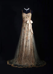 Vintage A line Spaghetti Straps Champagne Lace Long Formal Old 1950s Prom Dresses Night Outfits Party Gowns AS234