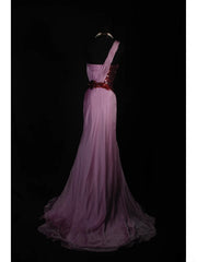 Vintage Mermaid One Shoulder Lilac Chiffon Long Formal Old 1950s Prom Dresses Night Outfits Party Gowns AS239