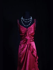 Vintage Prom Dresses Inspiration Mermaid V Neck Fuchsia Pink Semi Formal 90s Prom Dresses For Teens High Schools AS256