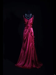 Vintage Prom Dresses Inspiration Mermaid V Neck Fuchsia Pink Semi Formal 90s Prom Dresses For Teens High Schools AS256