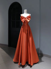 Modest Prom Dresses Aesthetic A Line Spaghetti Straps Satin Orange Inspiration Style Impress Corset Fitted Long Party Formal Gown AS386