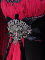 Beautiful Prom Dresses Mermaid Spaghetti Strap Pink Black Chiffon With Beads Long Evening Outfits N3396