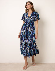 Ring Detail Printed Dress