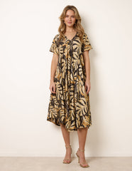 Topical Print Kimono Style Oversized Dress