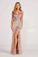 Colette CL2049 Sequin Prom Long Fitted Formal Dress