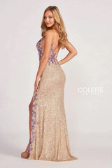 Colette CL2049 Sequin Prom Long Fitted Formal Dress