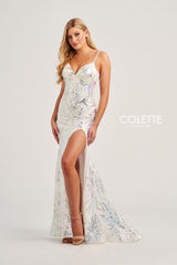 Colette CL5195 Fitted Formal Sequin Long Prom Dress