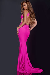 Jovani D5022 Fitted Long Halter Neck Formal Prom Dress